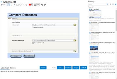 AccessDiff - Flamory bookmarks and screenshots