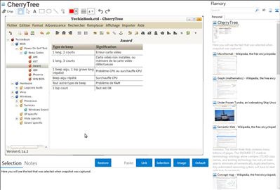 CherryTree - Flamory bookmarks and screenshots