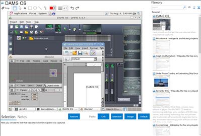 DAMS OS - Flamory bookmarks and screenshots