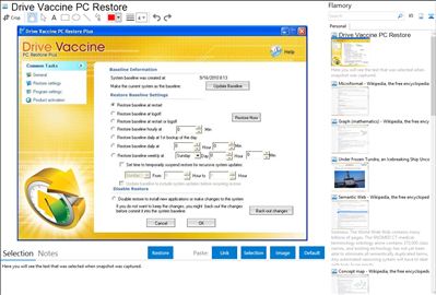 Drive Vaccine PC Restore - Flamory bookmarks and screenshots
