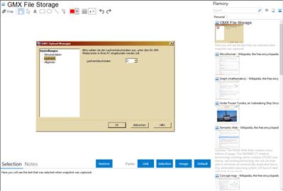GMX File Storage - Flamory bookmarks and screenshots