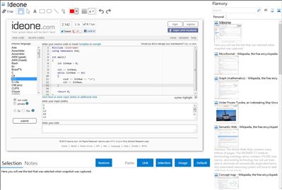 Ideone - Flamory bookmarks and screenshots