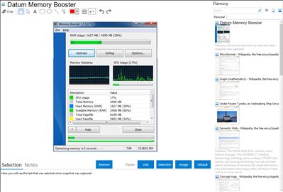 Datum Memory Booster - Flamory bookmarks and screenshots