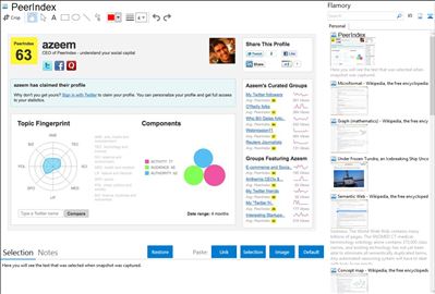 PeerIndex - Flamory bookmarks and screenshots