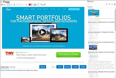 Pixpa - Flamory bookmarks and screenshots