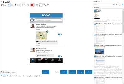 Podio - Flamory bookmarks and screenshots