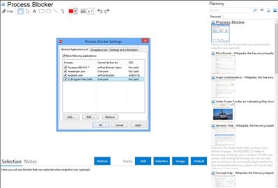 Process Blocker - Flamory bookmarks and screenshots
