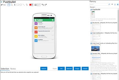 Pushbullet - Flamory bookmarks and screenshots