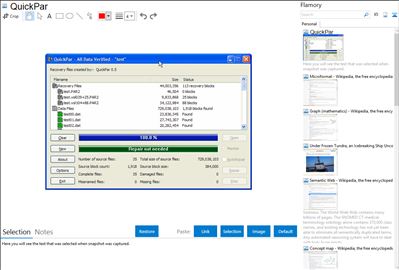 QuickPar - Flamory bookmarks and screenshots