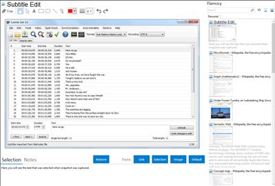Subtitle Edit - Flamory bookmarks and screenshots