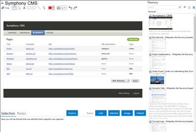 Symphony CMS - Flamory bookmarks and screenshots